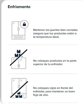 Coolector screen with cooling recommendations for the refrigerator.