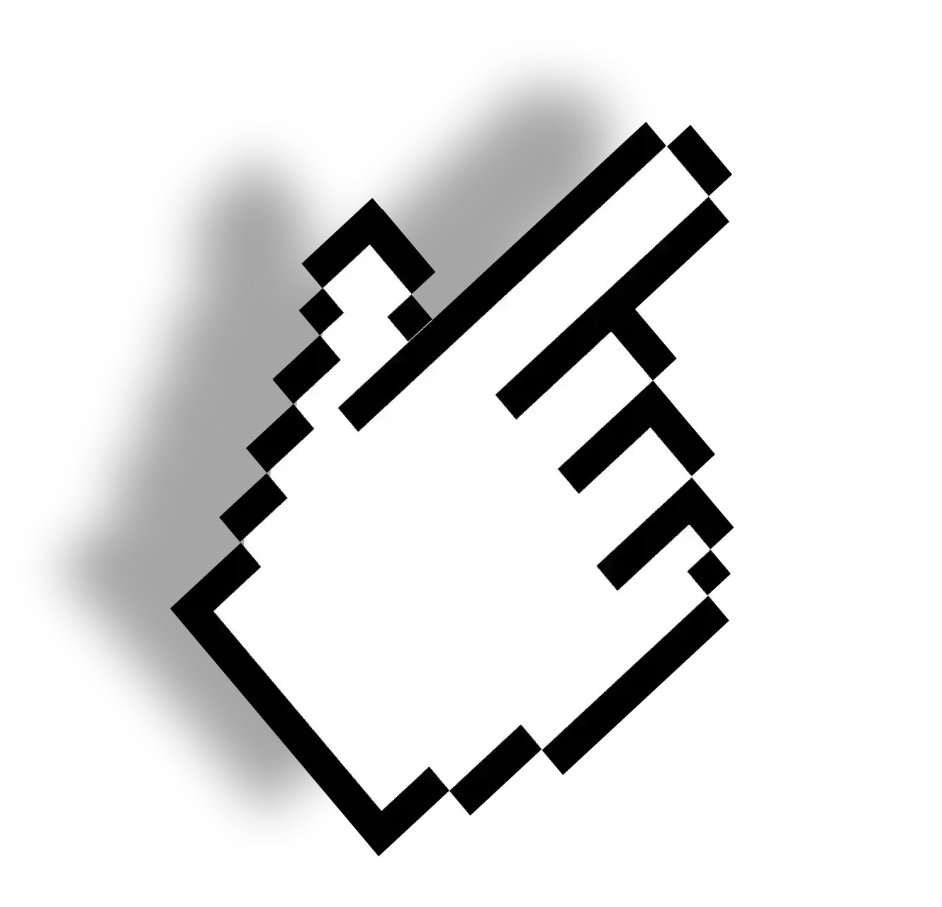 Pixel hand cursor pointing with a finger.