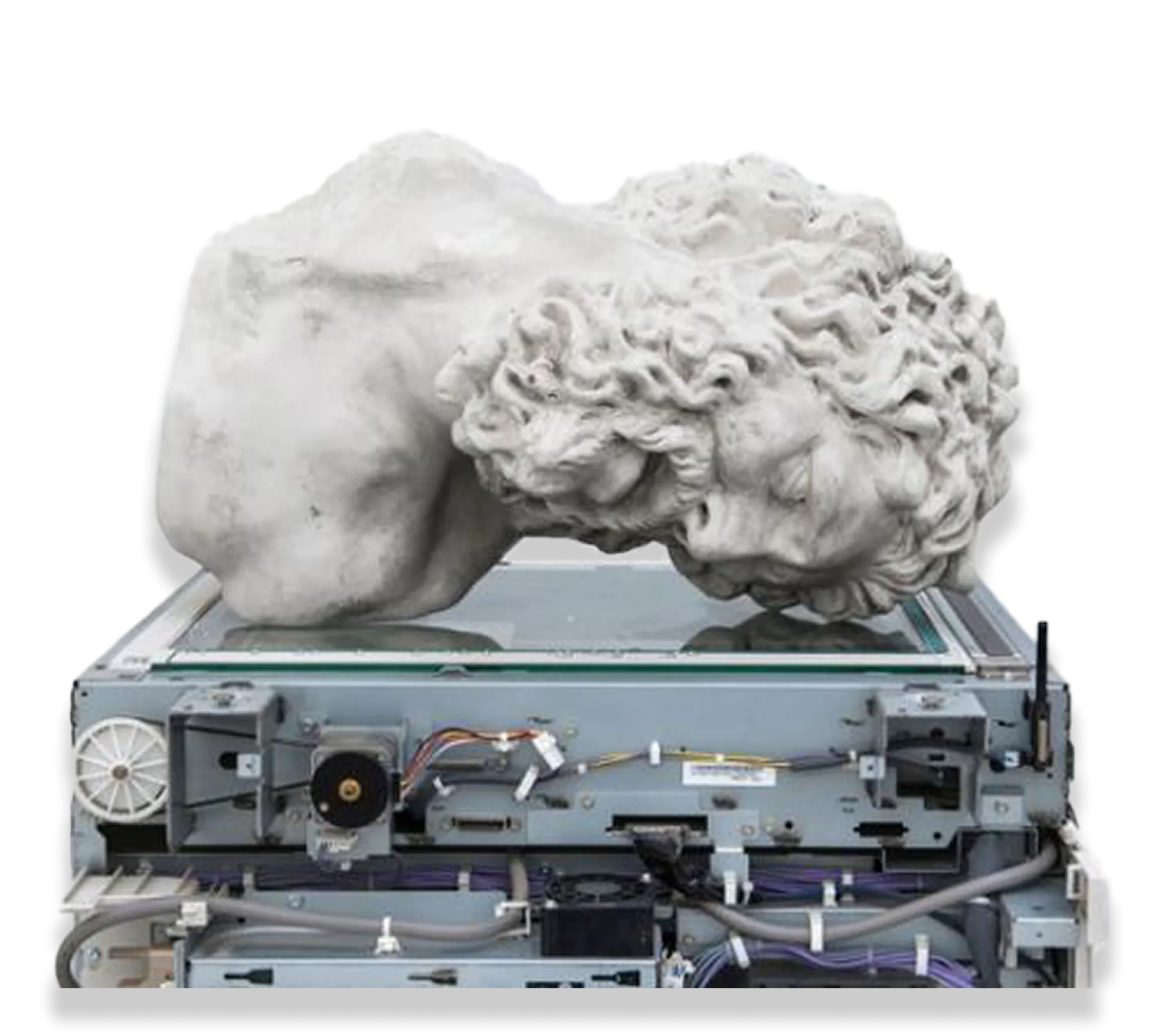 Roman statue on top of hardware